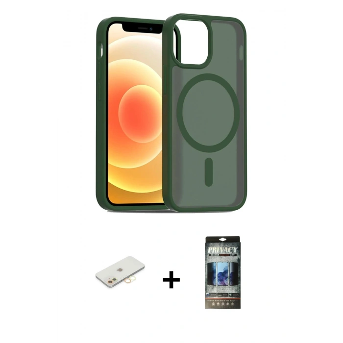 MARSİLYAN™- iPhone 11 Kılıf Siluet Minimal Prime - Siyah 34D Hayalet Izgaralı Cam + Renkli Kamera Lens Koruma Cam - SI
