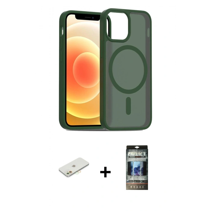 MARSİLYAN™- iPhone 11 Kılıf Siluet Minimal Prime - Siyah 34D Hayalet Izgaralı Cam + Renkli Kamera Lens Koruma Cam - TU