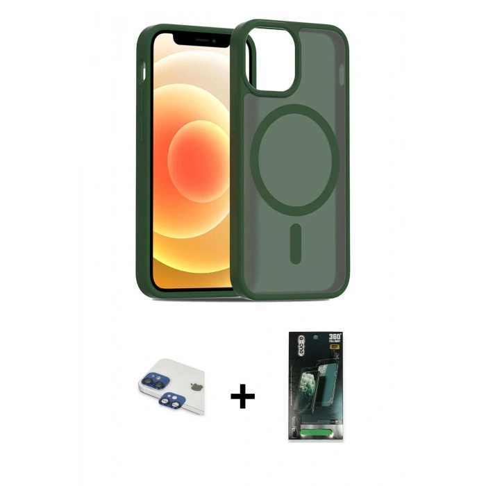 MARSİLYAN™- iPhone 11 Kılıf Siluet Minimal Prime - Siyah 360 Mat Full Body Arka Koruyucu + Pers Alüminyum Kamera Lens - LT