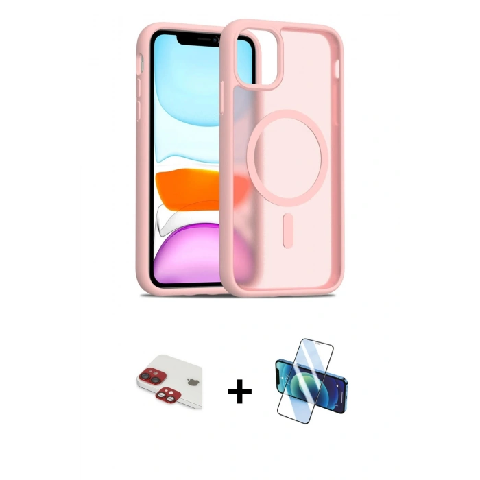 MARSİLYAN™- iPhone 11 Kılıf Siluet Minimal Prime - Siyah 3D Antistatik Cam Ekran Koruyucu + Pers Alüminyum Kamera Lens - KI