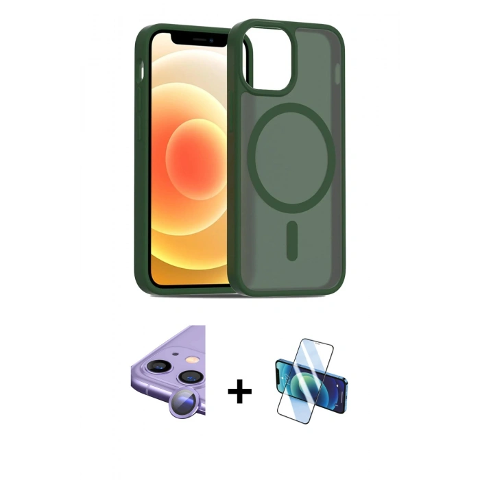 MARSİLYAN™- iPhone 11 Kılıf Siluet Minimal Prime - Siyah 3D Antistatik Cam Ekran Koruyucu + Raze Metal Kamera Lens - MR