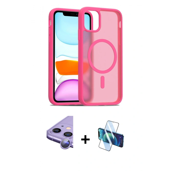 MARSİLYAN™- iPhone 11 Kılıf Siluet Minimal Prime - Siyah 3D Antistatik Cam Ekran Koruyucu + Raze Metal Kamera Lens - MR