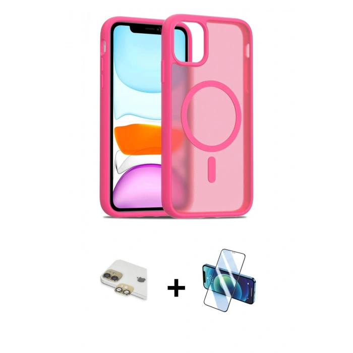 MARSİLYAN™- iPhone 11 Kılıf Siluet Minimal Prime - Siyah 3D Antistatik Cam Ekran Koruyucu + Pers Alüminyum Kamera Lens - GD