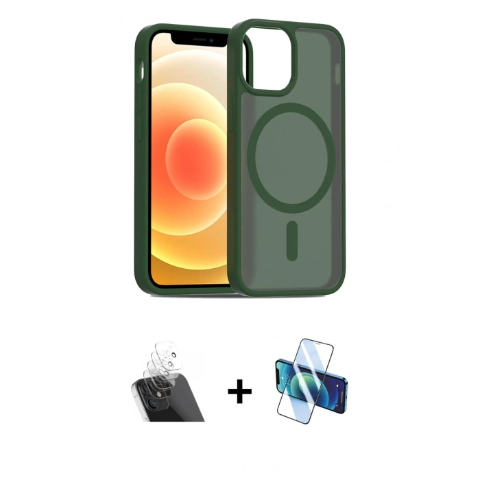 MARSİLYAN™- iPhone 11 Kılıf Siluet Minimal Prime - Siyah 3D Antistatik Cam Ekran Koruyucu + Kamera Lens Koruma Cam - SF