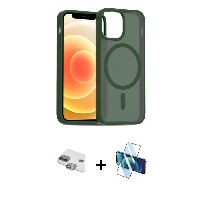 MARSİLYAN™- iPhone 11 Kılıf Siluet Minimal Prime - Siyah 3D Antistatik Cam Ekran Koruyucu + Pers Alüminyum Kamera Lens - YL