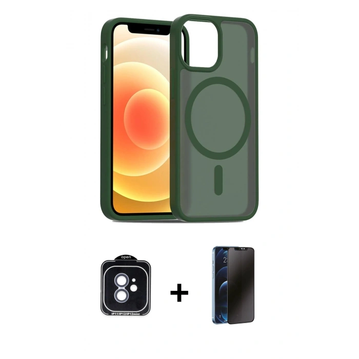 MARSİLYAN™- iPhone 11 Kılıf Siluet Minimal Prime - Siyah 3D Antistatik Hayalet Cam Ekran Koruyucu + PVD Metal Kamera Lens - MI