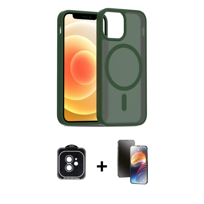 MARSİLYAN™- iPhone 11 Kılıf Siluet Minimal Prime - Siyah 3D Antistatik Mat Seramik Nano Ekran Koruyucu + PVD Metal Kamera Lens - SH