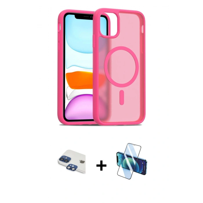 MARSİLYAN™- iPhone 11 Kılıf Siluet Minimal Prime - Siyah 3D Antistatik Seramik Nano Ekran Koruyucu + Pers Alüminyum Kamera Lens - LT