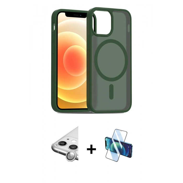 MARSİLYAN™- iPhone 11 Kılıf Siluet Minimal Prime - Siyah 3D Antistatik Seramik Nano Ekran Koruyucu + Raze Metal Kamera Lens - GS
