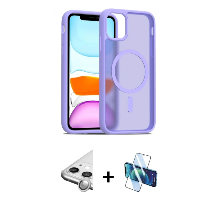 MARSİLYAN™- iPhone 11 Kılıf Siluet Minimal Prime - Siyah 3D Antistatik Seramik Nano Ekran Koruyucu + Raze Metal Kamera Lens - GS