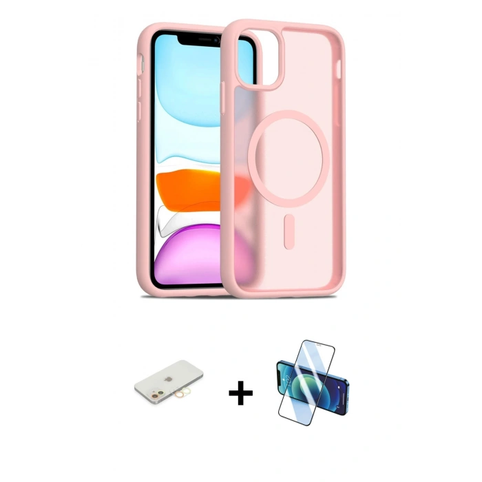 MARSİLYAN™- iPhone 11 Kılıf Siluet Minimal Prime - Siyah 3D Antistatik Seramik Nano Ekran Koruyucu + Renkli Kamera Lens Koruma Cam - SI