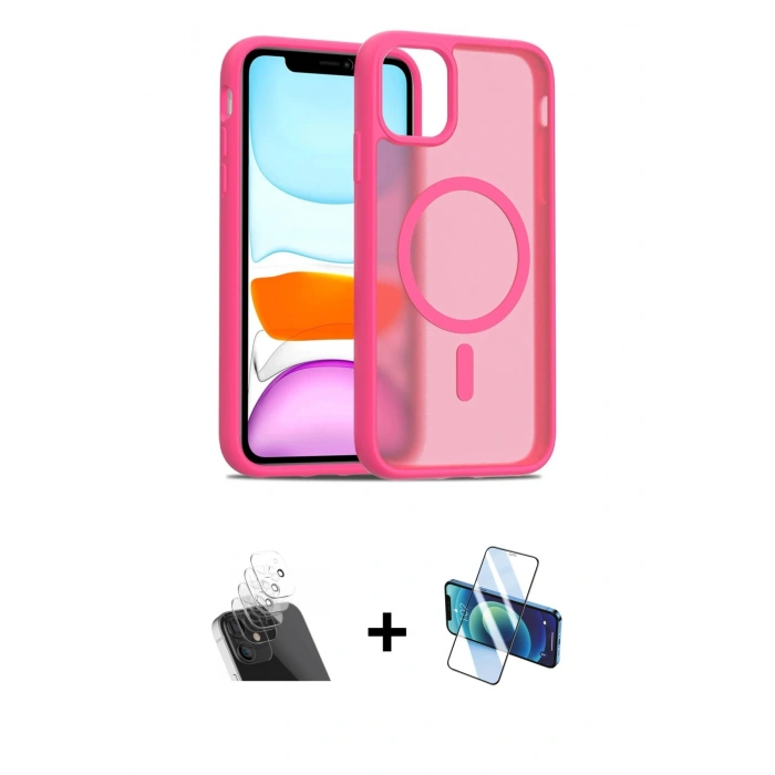 MARSİLYAN™- iPhone 11 Kılıf Siluet Minimal Prime - Siyah 3D Antistatik Seramik Nano Ekran Koruyucu + Kamera Lens Koruma Cam - SF
