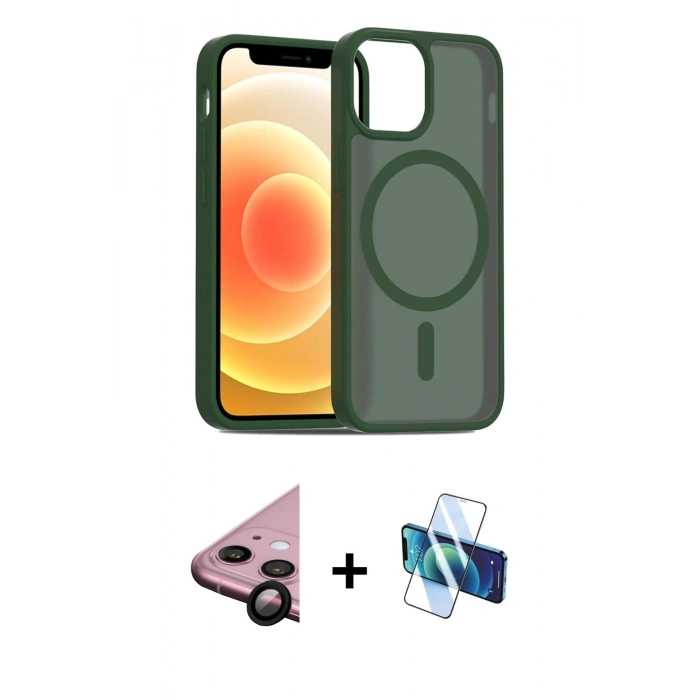 MARSİLYAN™- iPhone 11 Kılıf Siluet Minimal Prime - Siyah 3D Antistatik Seramik Nano Ekran Koruyucu + Raze Metal Kamera Lens - SH