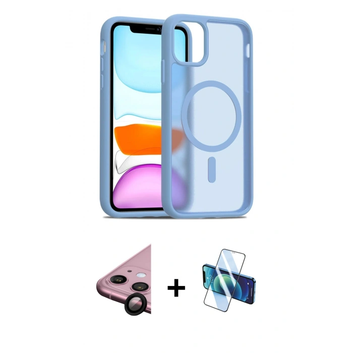 MARSİLYAN™- iPhone 11 Kılıf Siluet Minimal Prime - Siyah 3D Antistatik Seramik Nano Ekran Koruyucu + Raze Metal Kamera Lens - SH