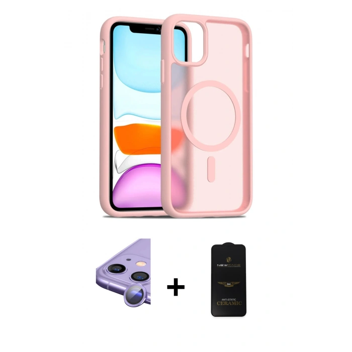 MARSİLYAN™- iPhone 11 Kılıf Siluet Minimal Prime - Siyah 6D Antistatik Mat Seramik Hayalet Nano Ekran Koruyucu + Raze Metal Kamera Lens - MR