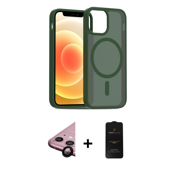 MARSİLYAN™- iPhone 11 Kılıf Siluet Minimal Prime - Siyah 6D Antistatik Mat Seramik Hayalet Nano Ekran Koruyucu + Raze Metal Kamera Lens - SH