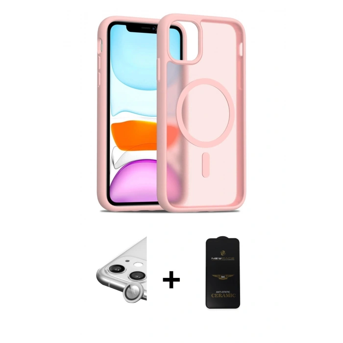 MARSİLYAN™- iPhone 11 Kılıf Siluet Minimal Prime - Siyah 6D Antistatik Mat Seramik Hayalet Nano Ekran Koruyucu + Raze Metal Kamera Lens - GS