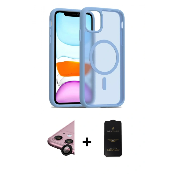 MARSİLYAN™- iPhone 11 Kılıf Siluet Minimal Prime - Siyah 6D Antistatik Mat Seramik Hayalet Nano Ekran Koruyucu + Raze Metal Kamera Lens - SH