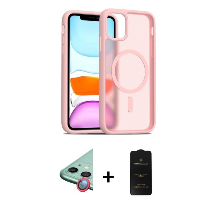 MARSİLYAN™- iPhone 11 Kılıf Siluet Minimal Prime - Siyah 6D Antistatik Mat Seramik Hayalet Nano Ekran Koruyucu + Raze Metal Kamera Lens - KI