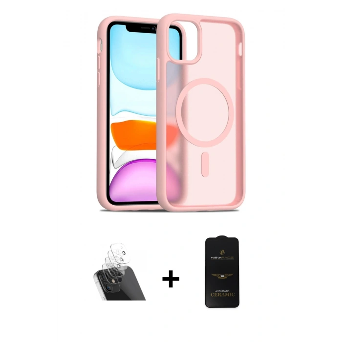 MARSİLYAN™- iPhone 11 Kılıf Siluet Minimal Prime - Siyah 6D Antistatik Mat Seramik Hayalet Nano Ekran Koruyucu + Kamera Lens Koruma Cam - SF