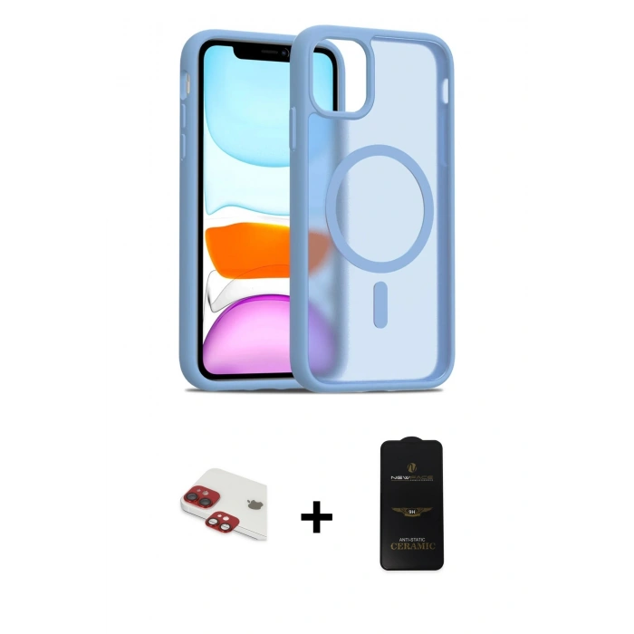 MARSİLYAN™- iPhone 11 Kılıf Siluet Minimal Prime - Siyah 6D Antistatik Mat Seramik Hayalet Nano Ekran Koruyucu + Pers Alüminyum Kamera Lens - KI