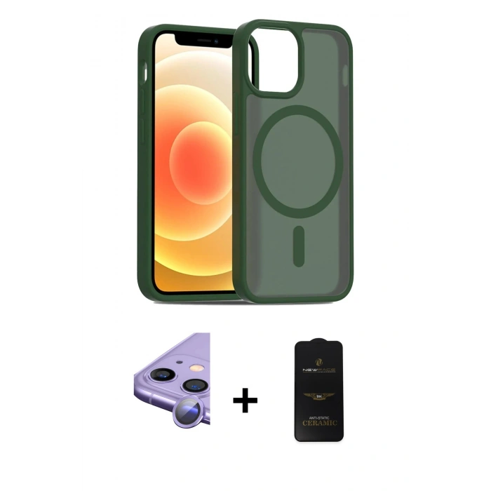 MARSİLYAN™- iPhone 11 Kılıf Siluet Minimal Prime - Siyah 6D Antistatik Mat Seramik Hayalet Nano Ekran Koruyucu + Raze Metal Kamera Lens - MR