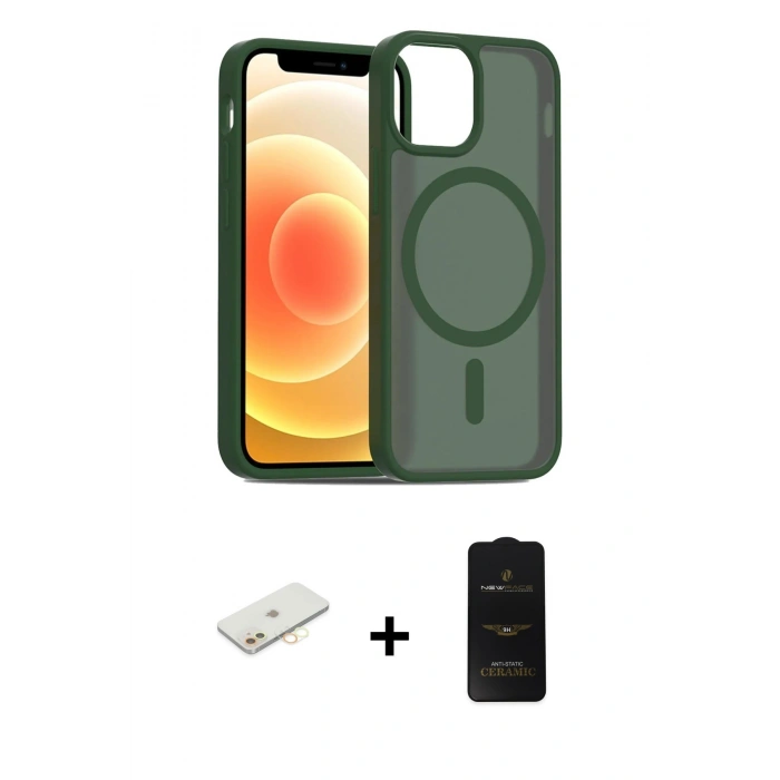 MARSİLYAN™- iPhone 11 Kılıf Siluet Minimal Prime - Siyah 6D Antistatik Mat Seramik Hayalet Nano Ekran Koruyucu + Renkli Kamera Lens Koruma Cam - SI