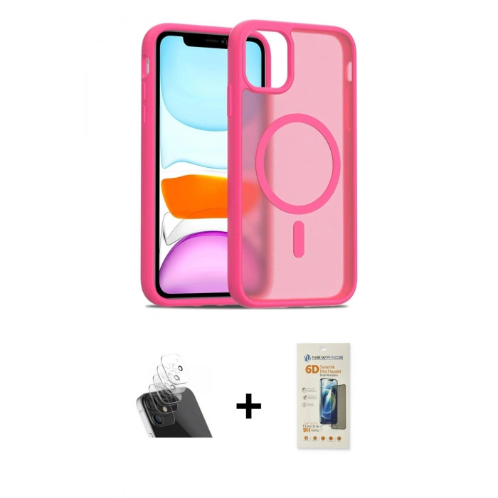 MARSİLYAN™- iPhone 11 Kılıf Siluet Minimal Prime - Siyah 6D Mat Seramik Hayalet Nano Ekran Koruyucu + Kamera Lens Koruma Cam - SF