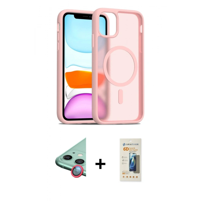 MARSİLYAN™- iPhone 11 Kılıf Siluet Minimal Prime - Siyah 6D Mat Seramik Hayalet Nano Ekran Koruyucu + Raze Metal Kamera Lens - KI