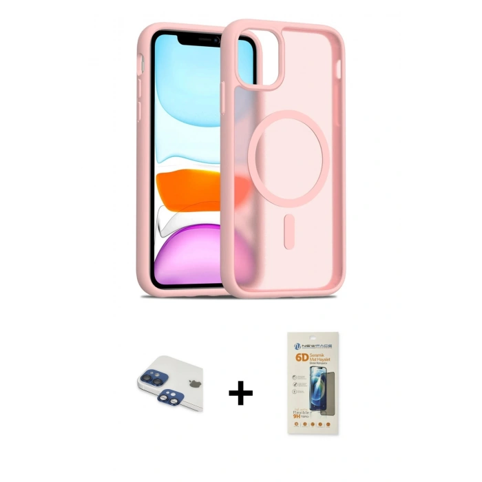 MARSİLYAN™- iPhone 11 Kılıf Siluet Minimal Prime - Siyah 6D Mat Seramik Hayalet Nano Ekran Koruyucu + Pers Alüminyum Kamera Lens - LT