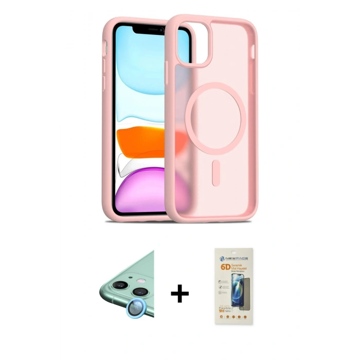 MARSİLYAN™- iPhone 11 Kılıf Siluet Minimal Prime - Siyah 6D Mat Seramik Hayalet Nano Ekran Koruyucu + Raze Metal Kamera Lens - MI
