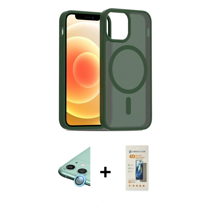 MARSİLYAN™- iPhone 11 Kılıf Siluet Minimal Prime - Siyah 6D Mat Seramik Hayalet Nano Ekran Koruyucu + Raze Metal Kamera Lens - MI
