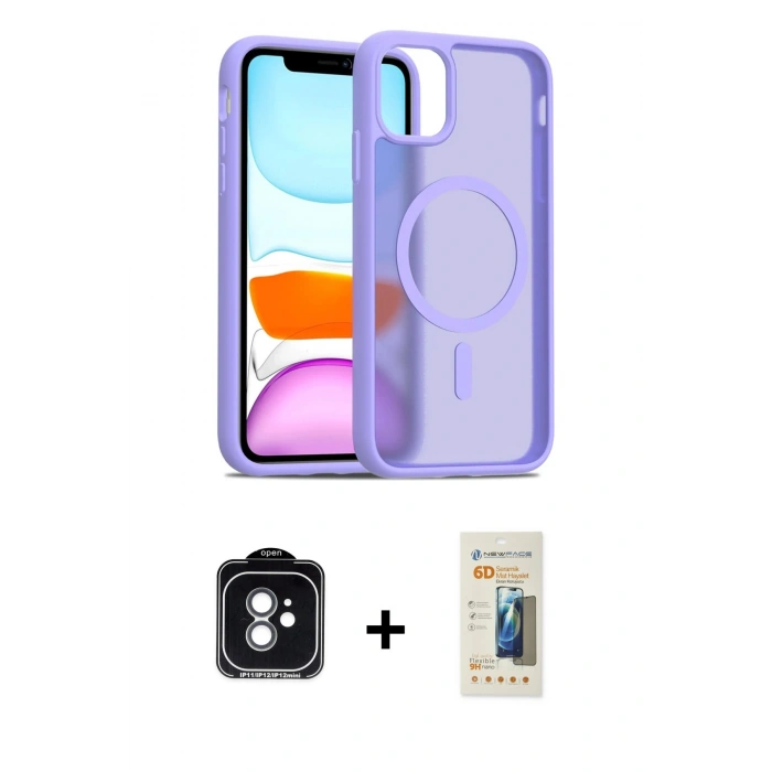 MARSİLYAN™- iPhone 11 Kılıf Siluet Minimal Prime - Siyah 6D Mat Seramik Hayalet Nano Ekran Koruyucu + PVD Metal Kamera Lens - YL