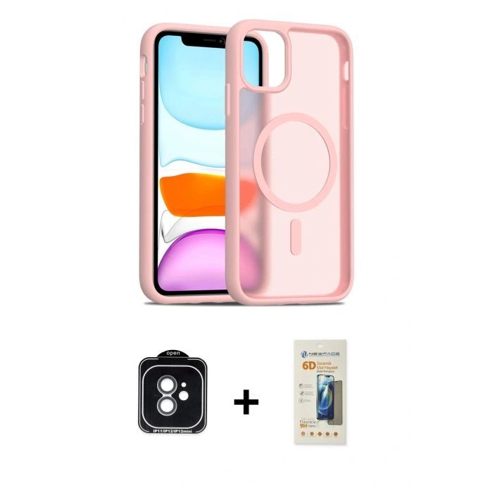 MARSİLYAN™- iPhone 11 Kılıf Siluet Minimal Prime - Siyah 6D Mat Seramik Hayalet Nano Ekran Koruyucu + PVD Metal Kamera Lens - YL