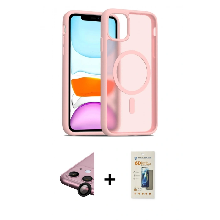 MARSİLYAN™- iPhone 11 Kılıf Siluet Minimal Prime - Siyah 6D Mat Seramik Hayalet Nano Ekran Koruyucu + Raze Metal Kamera Lens - SH