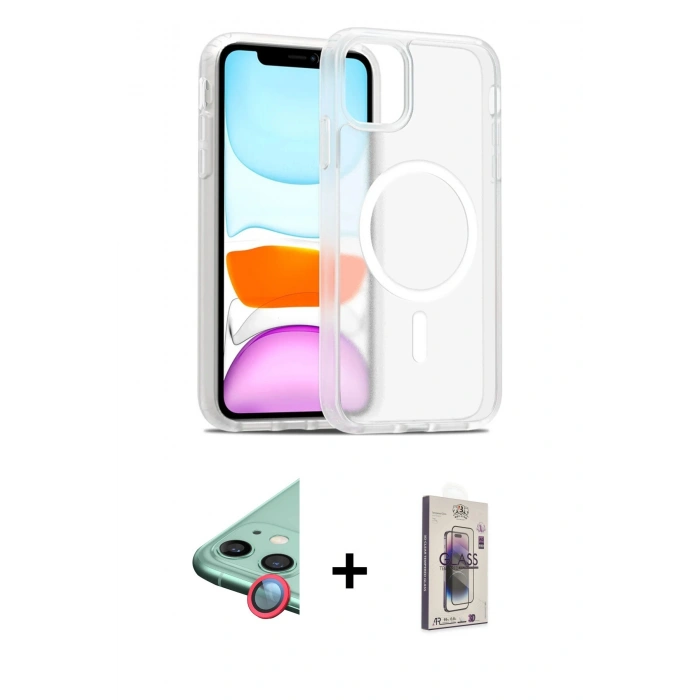 MARSİLYAN™- iPhone 11 Kılıf Siluet Minimal Prime - Siyah Bilvis 3D Cam Ekran Koruyucu + Raze Metal Kamera Lens - KI