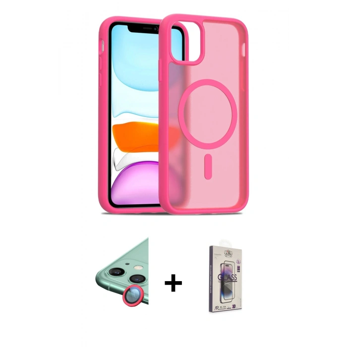 MARSİLYAN™- iPhone 11 Kılıf Siluet Minimal Prime - Siyah Bilvis 3D Cam Ekran Koruyucu + Raze Metal Kamera Lens - KI