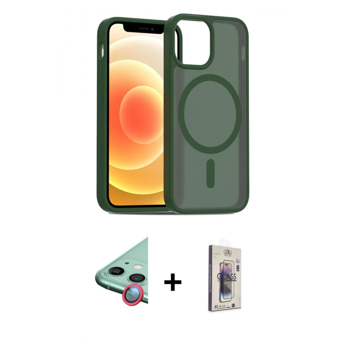 MARSİLYAN™- iPhone 11 Kılıf Siluet Minimal Prime - Siyah Bilvis 3D Cam Ekran Koruyucu + Raze Metal Kamera Lens - KI