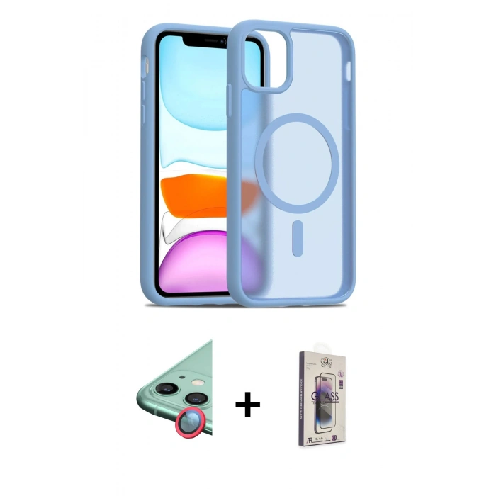 MARSİLYAN™- iPhone 11 Kılıf Siluet Minimal Prime - Siyah Bilvis 3D Cam Ekran Koruyucu + Raze Metal Kamera Lens - KI