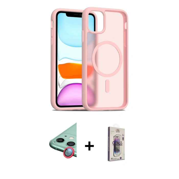MARSİLYAN™- iPhone 11 Kılıf Siluet Minimal Prime - Siyah Bilvis 3D Cam Ekran Koruyucu + Raze Metal Kamera Lens - KI