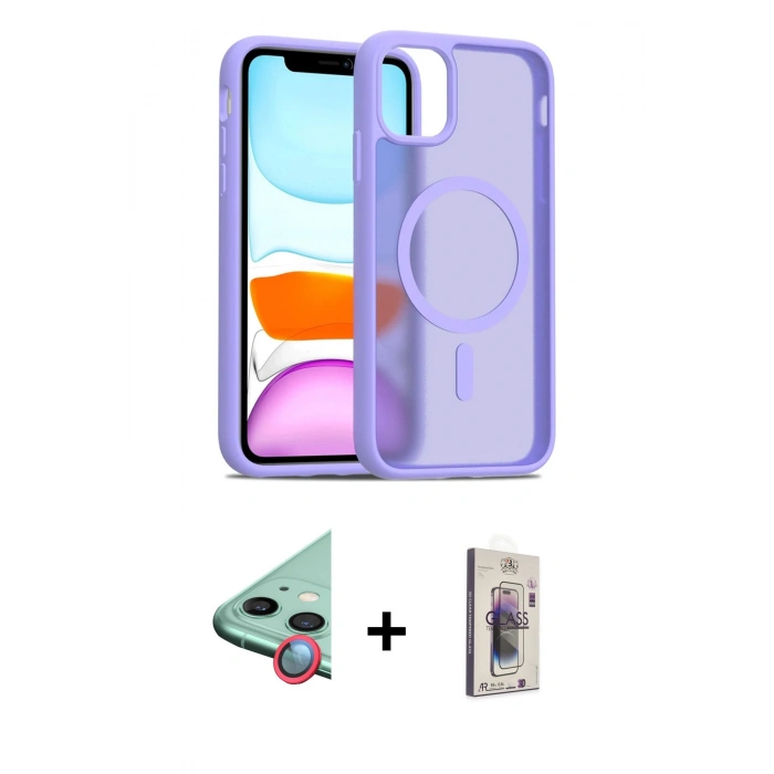 MARSİLYAN™- iPhone 11 Kılıf Siluet Minimal Prime - Siyah Bilvis 3D Cam Ekran Koruyucu + Raze Metal Kamera Lens - KI