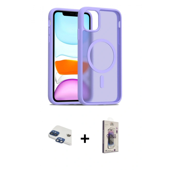 MARSİLYAN™- iPhone 11 Kılıf Siluet Minimal Prime - Siyah Bilvis 3D Cam Ekran Koruyucu + Pers Alüminyum Kamera Lens - LT