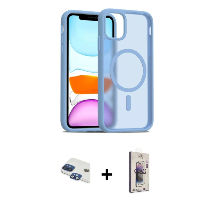 MARSİLYAN™- iPhone 11 Kılıf Siluet Minimal Prime - Siyah Bilvis 3D Cam Ekran Koruyucu + Pers Alüminyum Kamera Lens - LT