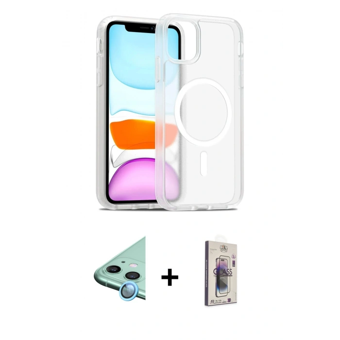 MARSİLYAN™- iPhone 11 Kılıf Siluet Minimal Prime - Siyah Bilvis 3D Cam Ekran Koruyucu + Raze Metal Kamera Lens - MI