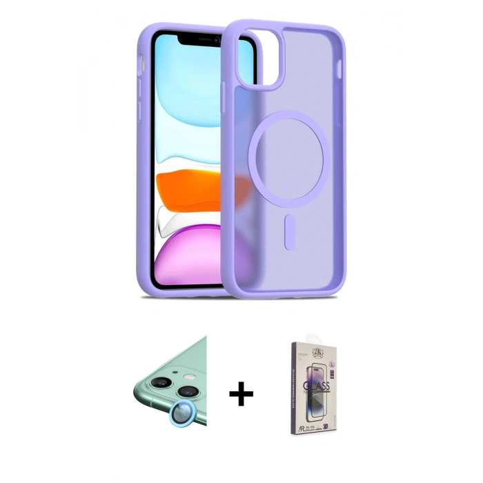 MARSİLYAN™- iPhone 11 Kılıf Siluet Minimal Prime - Siyah Bilvis 3D Cam Ekran Koruyucu + Raze Metal Kamera Lens - MI