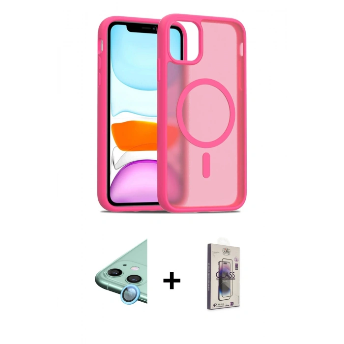 MARSİLYAN™- iPhone 11 Kılıf Siluet Minimal Prime - Siyah Bilvis 3D Cam Ekran Koruyucu + Raze Metal Kamera Lens - MI