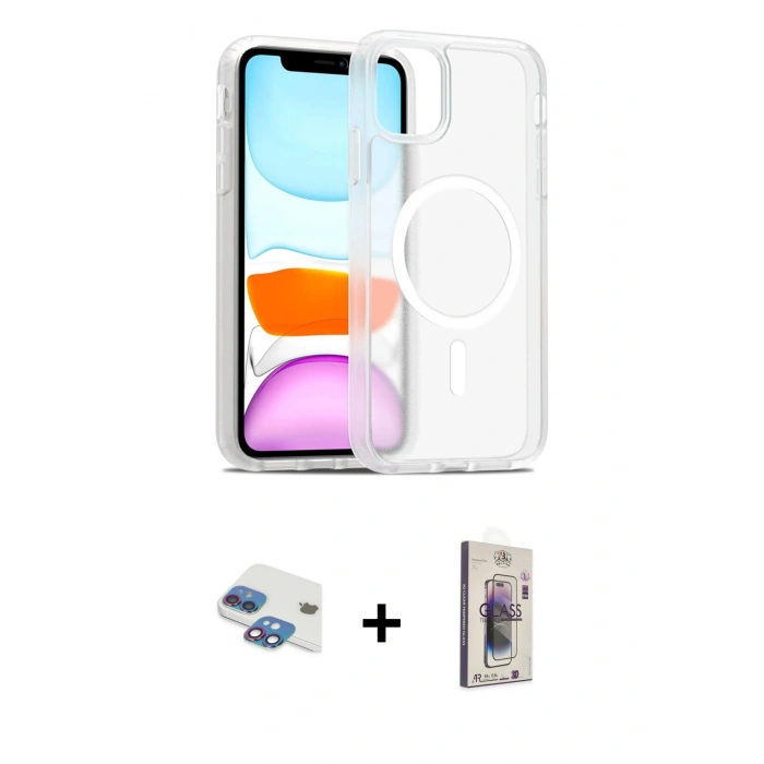 MARSİLYAN™- iPhone 11 Kılıf Siluet Minimal Prime - Siyah Bilvis 3D Cam Ekran Koruyucu + Pers Alüminyum Kamera Lens - GI