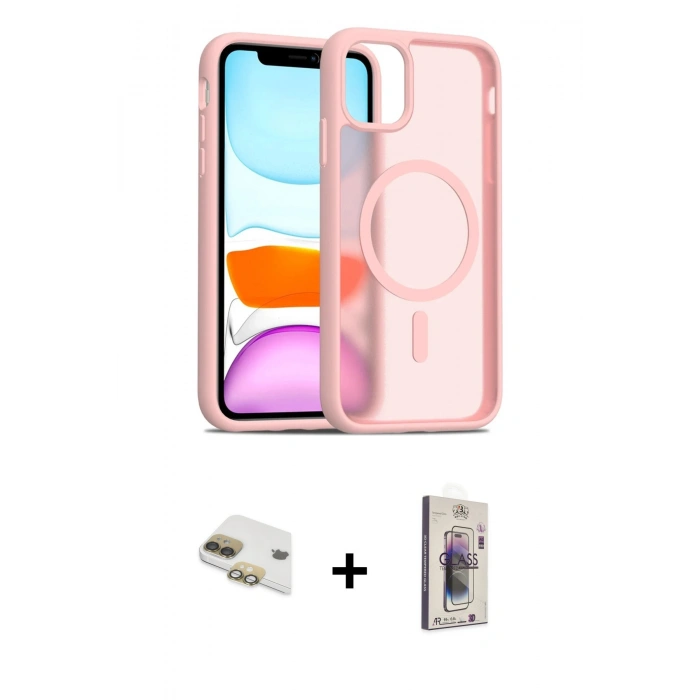 MARSİLYAN™- iPhone 11 Kılıf Siluet Minimal Prime - Siyah Bilvis 3D Cam Ekran Koruyucu + Pers Alüminyum Kamera Lens - GD