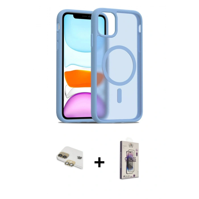MARSİLYAN™- iPhone 11 Kılıf Siluet Minimal Prime - Siyah Bilvis 3D Cam Ekran Koruyucu + Pers Alüminyum Kamera Lens - GD