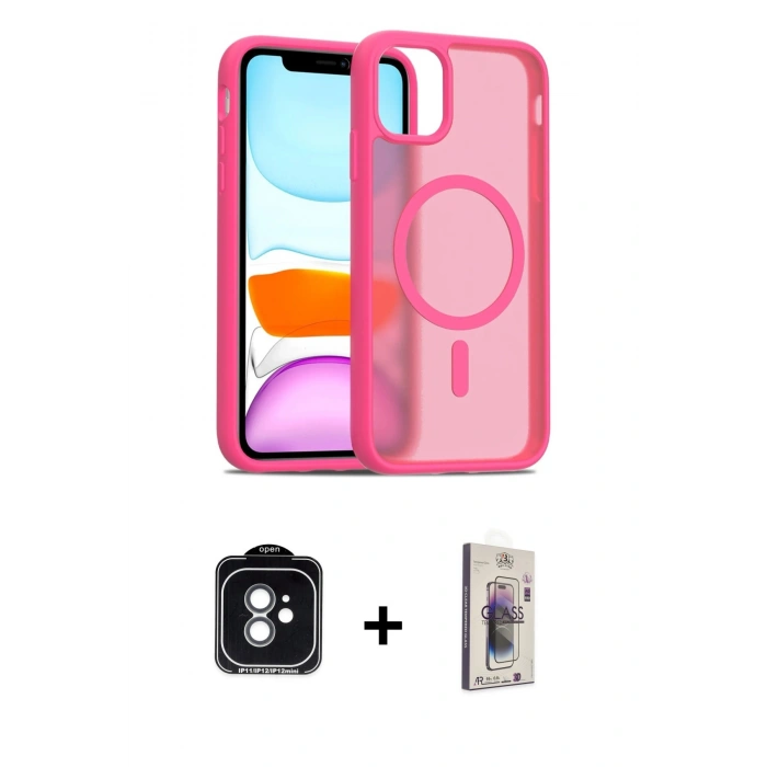 MARSİLYAN™- iPhone 11 Kılıf Siluet Minimal Prime - Siyah Bilvis 3D Cam Ekran Koruyucu + PVD Metal Kamera Lens - YL